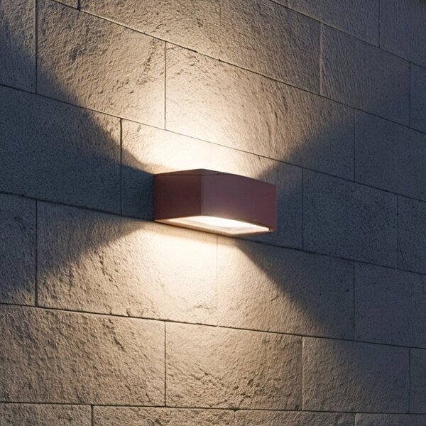IDEAL LUX Ideal Lux външна лампа Andromeda кафе, ширина 22 cm, алуминий, Затъмняване, Кафяв / ръждив, Баня, Алуминий, Модерен, Стенна розетка отдолу
