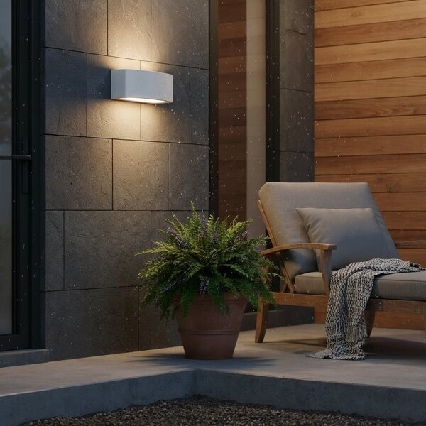 IDEAL LUX Ideal Lux външна лампа Andromeda, сива, ширина 22 cm, алуминий, Затъмняване, Сив, Баня, Алуминий, Модерен, Стенна розетка отдолу