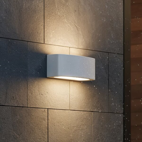 IDEAL LUX Ideal Lux външна лампа Andromeda, сива, ширина 22 cm, алуминий, Затъмняване, Сив, Баня, Алуминий, Модерен, Стенна розетка отдолу