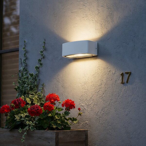 IDEAL LUX Ideal Lux външна лампа Andromeda, бяла, ширина 22 cm, алуминий, Затъмняване, Бял, Баня, Алуминий, Модерен, Стенна розетка отдолу