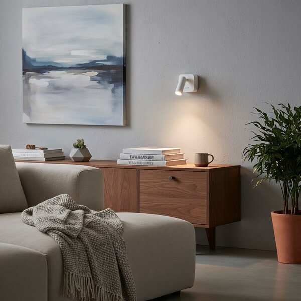 IDEAL LUX Ideal Lux LED стенен прожектор Bean, бял, ширина 7 cm, метал, Бял, Дневна/трапезария, Метал, Модерен