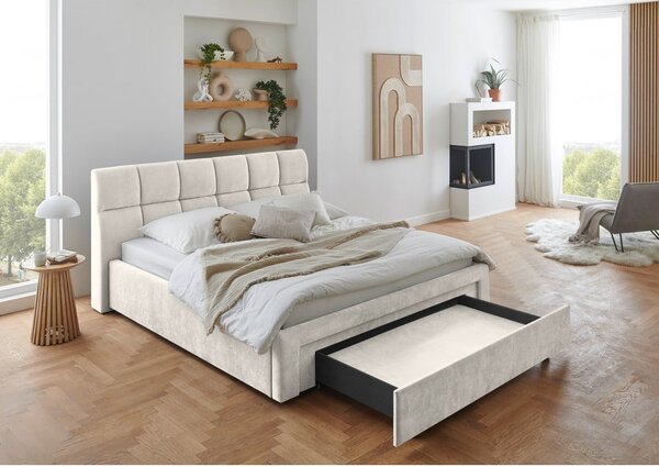 Бежово двойно легло тапицирано без ламелно дъно 180x200 cm Canyon – Meise Möbel