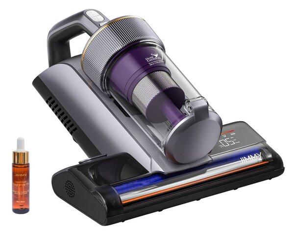 Прахосмукачка против акари Jimmy BX8 Pro, 600W, 0.5 л, 17 kPa, Pro-Brushroll, Стерилизация чрез нагряване 65C, Ултразвук, UV, Отрицателни йони, 6 степенна филтрация, Сив/Лилав