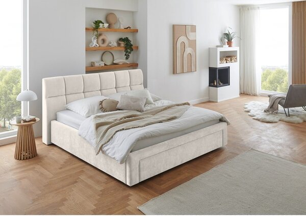 Бежово двойно легло тапицирано без ламелно дъно 180x200 cm Canyon – Meise Möbel