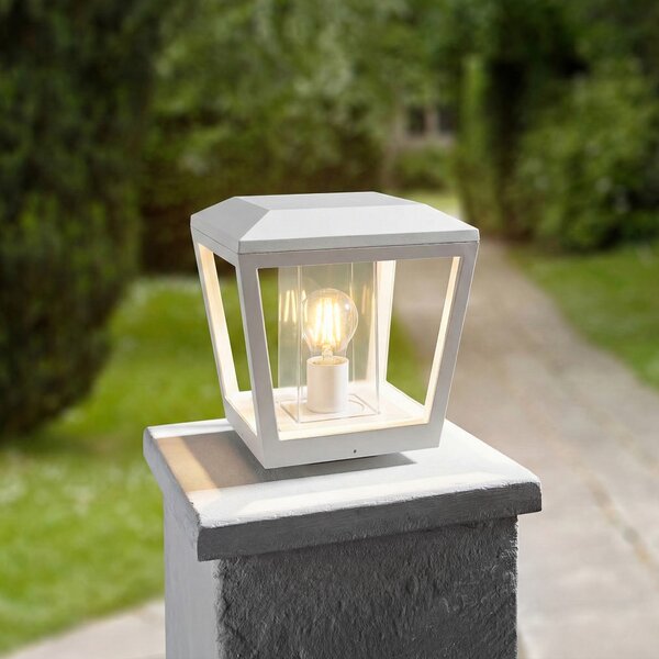 Lucande лампа за цокъл Dunia, бяла, метал, 24 cm, E27, IP54, Затъмняване, Бял, Метал, Модерен
