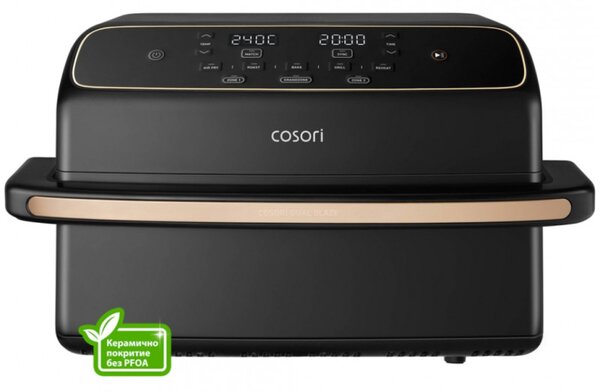 Фритюрник с горещ въздух Cosori Dual Blaze TwinFry Compact CAF-TF801, 2700W, 8.6 л, 35-240°C, 5 програми, Керамично покритие, Синхронизация, Черен/розово злато