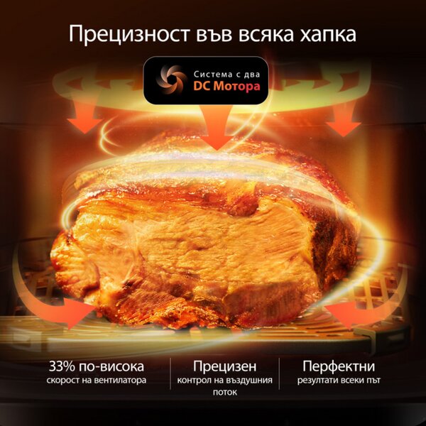 Фритюрник с горещ въздух Cosori Turbo Tower Compact CAF-DC861, 2630W, 2x4.3 л, 40-230°C, 5 програми, Керамично покритие, Синхронизация, Черен/розово злато