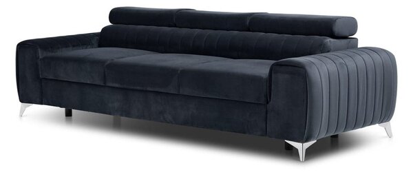 Антрацитен кадифен разтегателен диван 261 cm Laurence – ELTAP