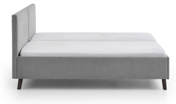 Сиво двойно легло 160x200 cm тапицирано с включена подматрачна рамка Piano – Meise Möbel