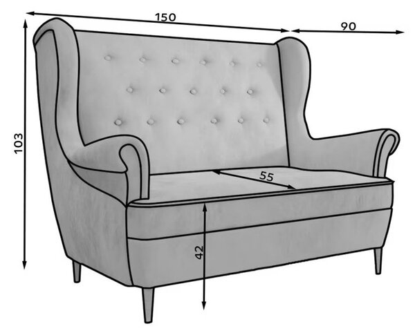 Тъмнозелен кадифен диван 150 cm Aros – ELTAP