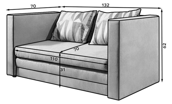 Сив шенилов разтегателен диван 132 cm Neva – ELTAP