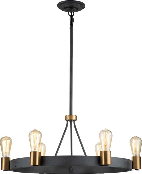 Quintiesse QN-SILAS-6P-DZ - Полилей на тръба SILAS 6xE27/60W/230V черен/златен