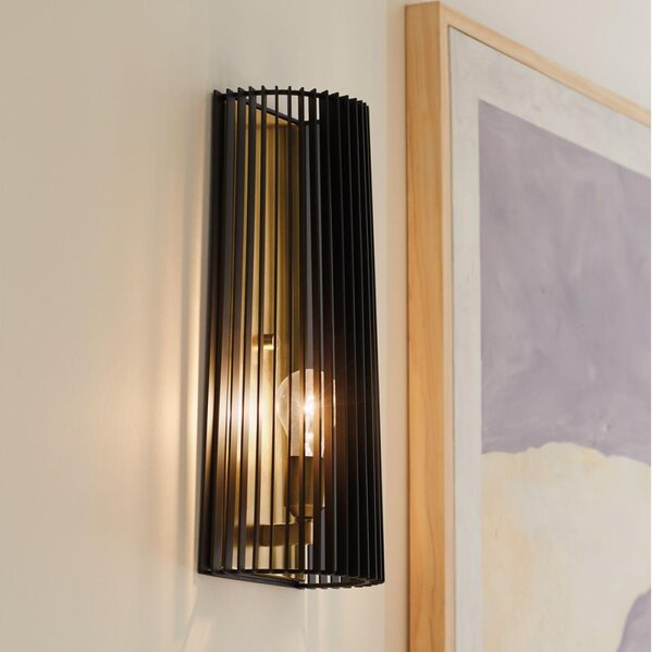 Quintiesse QN-LINARA1-BK - Стенно осветително тяло LINARA 1xE27/60W/230V черно/златисто