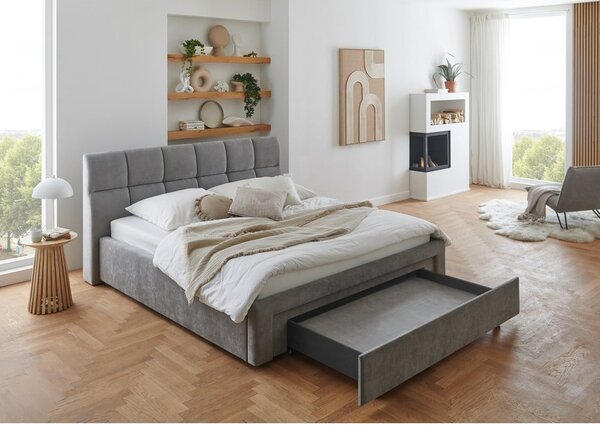 Сиво двойно легло тапицирано без ламелно дъно 180x200 cm Canyon – Meise Möbel