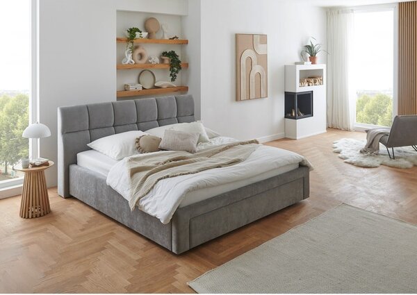 Сиво двойно легло тапицирано без ламелно дъно 180x200 cm Canyon – Meise Möbel