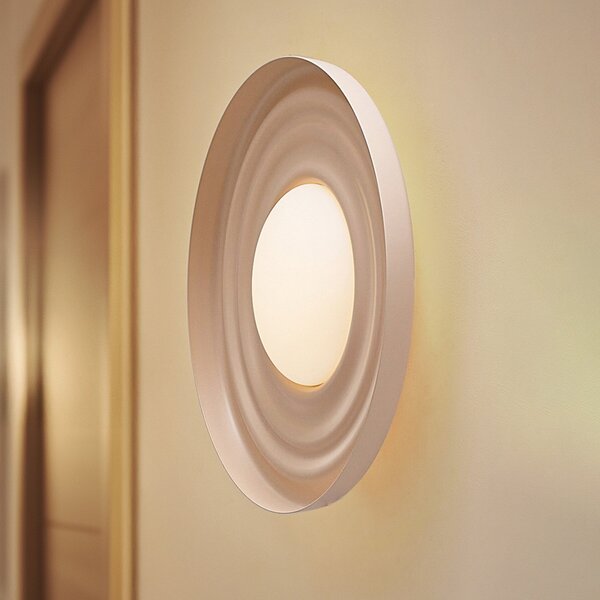 Lindby LED стенна лампа Waves, бежова, Ø 43 cm, метал, Бежов, Дневна/трапезария, Метал, Модерен