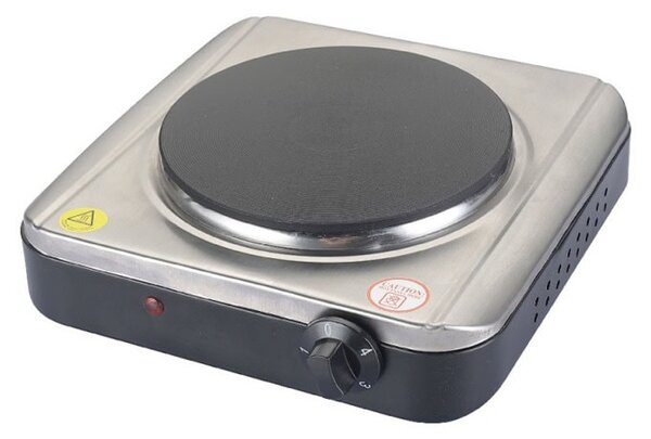 Котлон Rosberg R51445KR, 1500W, 1 зона, чугунена плоча 18.5 см, 4 степени, ръчно управление, индикаторна лампа, сребрист