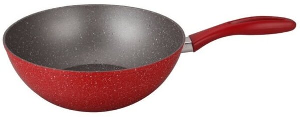 Тиган Уок Oliver Voltz OV54420A28, алуминий, мраморно, диаметър 28 cm, дълбочина 8 cm капак, червен