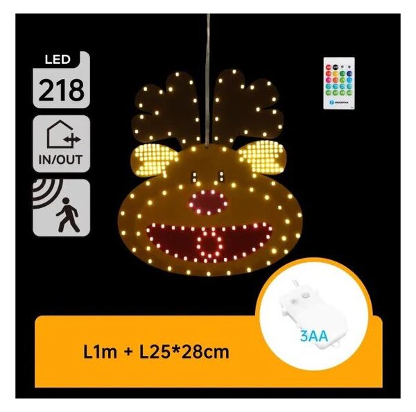 Aigostar - LED коледна декорация 218xLED/3xAA IP44 + дистанционно управление елен 28 см
