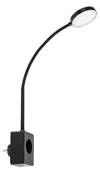 Rabalux 71284 - LED димируема стенна лампа TIVRO 4W/230V с USB за включване в контакт черна