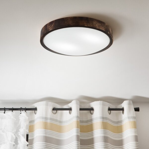 Таванно осветително тяло OAK SMOKY SLIM 2xE27/15W/230V Ø 37 см дъб/тъмно кафяв