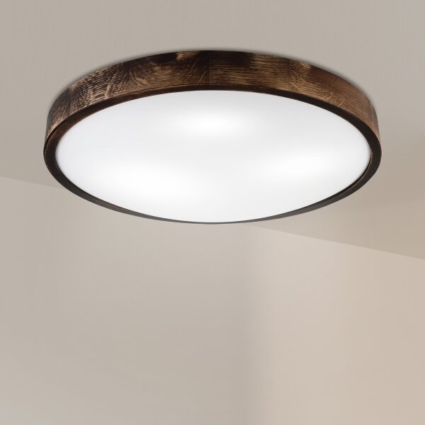 Плафон OAK SMOKY SLIM 3xE27/15W/230V Ø 47 см дъб/тъмно кафяв