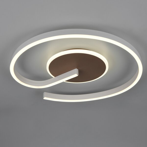 Reality Leuchten LED таванска лампа Calle, кафе, Ø 50 cm, CCT, с регулиране на яркостта, Затъмняване, Бежов, Дневна/трапезария, Метал, Модерен