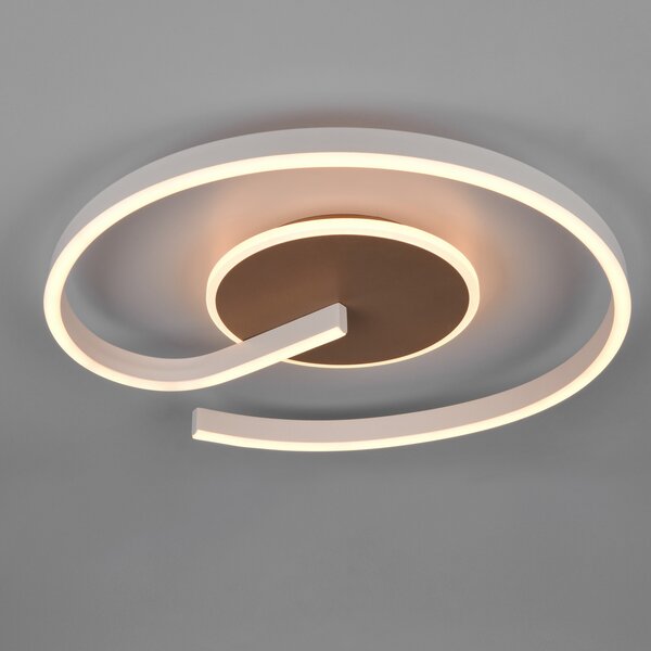 Reality Leuchten LED таванска лампа Calle, кафе, Ø 50 cm, CCT, с регулиране на яркостта, Затъмняване, Бежов, Дневна/трапезария, Метал, Модерен