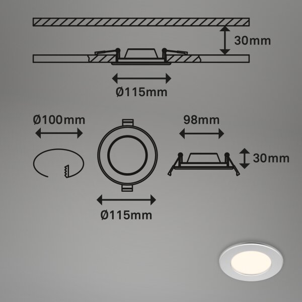 Briloner 7049014 - LED вградено осветително тяло за баня 6W/230V IP44 матов хром