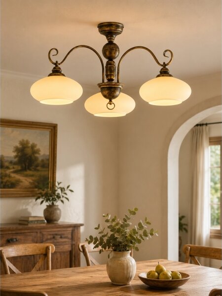 Brilagi - Прилепнал таванен полилей MOLLERO 3xE27/15W/230V pr. 84 cm бронз/патина