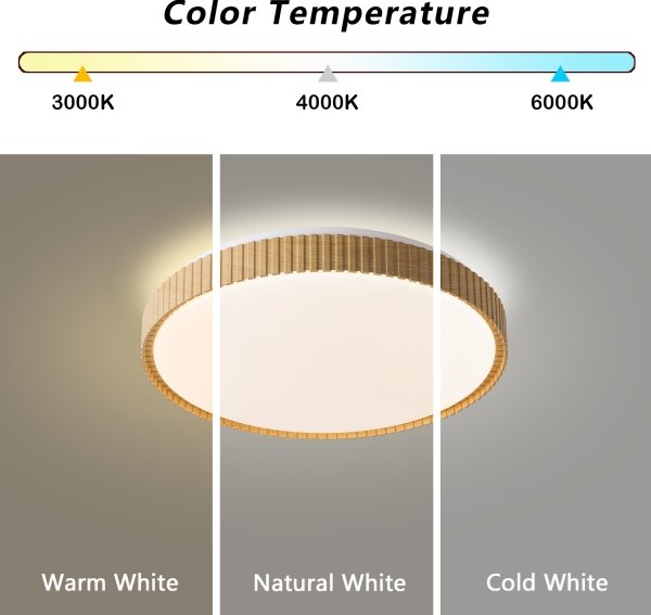 Brilagi-LED Димируема таванна лампа CORVO LED/72W/230V 3000-6000K дървесен декор Ø50 см + дистанционно управление