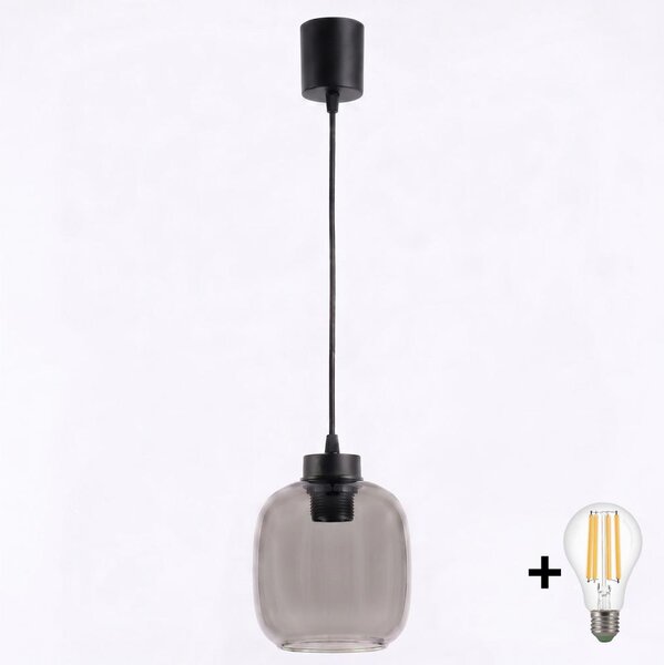 Brilagi - LED полилей на кабел R GLASS 1xE27/60W/230V Ø 14 см черен/димно-сив