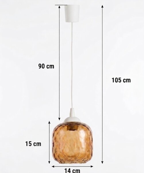 Brilagi - LED висяща лампа на кабел R GLASS 1xE27/60W/230V Ø 14 см бяла/димчато кафява