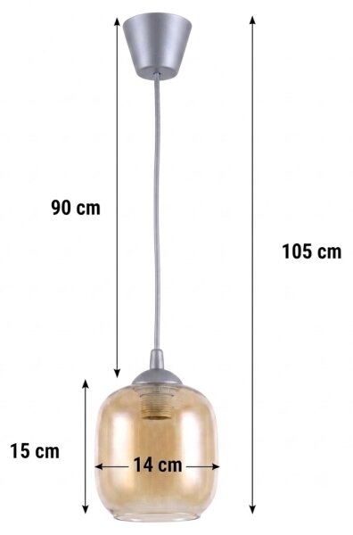 Brilagi - LED висяща лампа на кабел GLASS 1xE27/60W/230V Ø 14 см сребрист/опушено-кафяв
