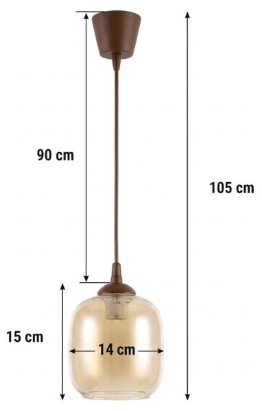 Brilagi - LED полилей на кабел R GLASS 1xE27/60W/230V Ø 14 см кафяв/опушен