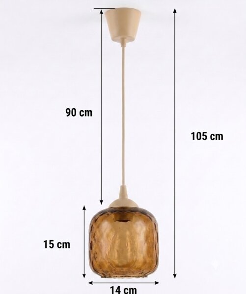 Brilagi - LED подвесен полилей на кабел R GLASS 1xE27/60W/230V Ø 14 см бежово/димчато кафяво