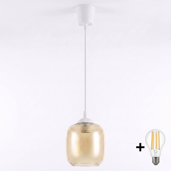 Brilagi - LED полилей на кабел R GLASS 1xE27/60W/230V Ø 14 см бял/димно кафяв