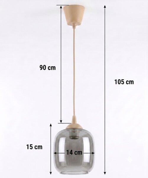 Brilagi - LED полилей на кабел R GLASS 1xE27/60W/230V Ø 14 см бежов/опушено сиво