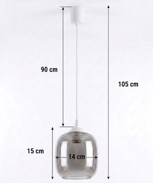 Brilagi - LED полилей на кабел RETRO GLASS 1xE27/60W/230V диам. 14 см бял/димно сив