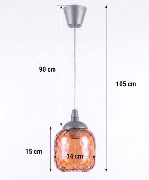 Brilagi - LED полилей на кабел GLASS, 1x E27/60W/230V, Ø 14 см, сребрист/опушено кафяво