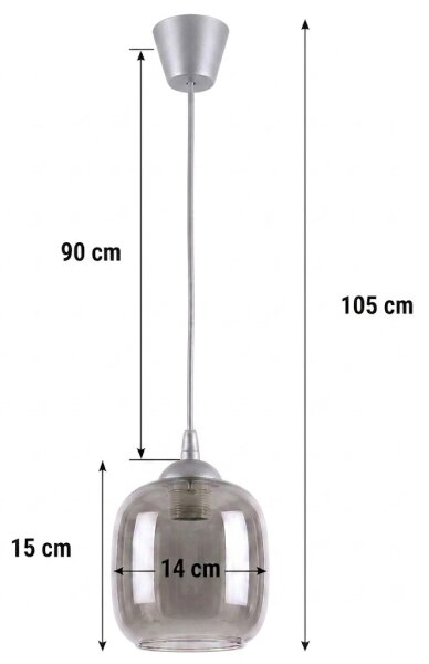 Brilagi - LED полилей на кабел R GLASS 1xE27/60W/230V Ø 14 см сребрист/димносив
