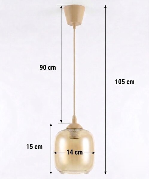 Brilagi - LED висяща лампа на кабел R GLASS 1xE27/60W/230V Ø 14 cm бежово/опушено кафяво