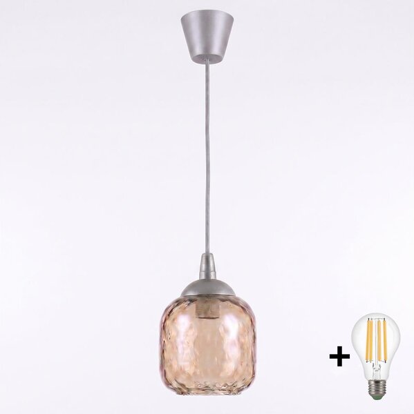 Brilagi - LED полилей на кабел GLASS, 1x E27/60W/230V, Ø 14 см, сребрист/опушено кафяво