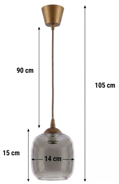 Brilagi - LED полилей на кабел R GLASS 1xE27/60W/230V Ø 14 см кафяв/димно сив