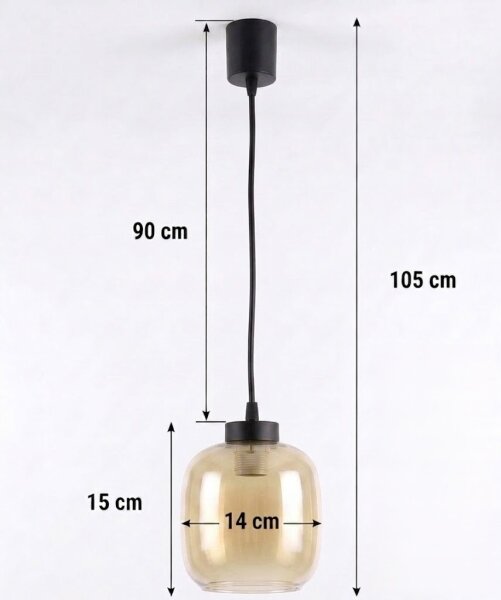 Brilagi - LED полилей на кабел R GLASS 1xE27/60W/230V диаметър 14 cm черен/димно-кафяв