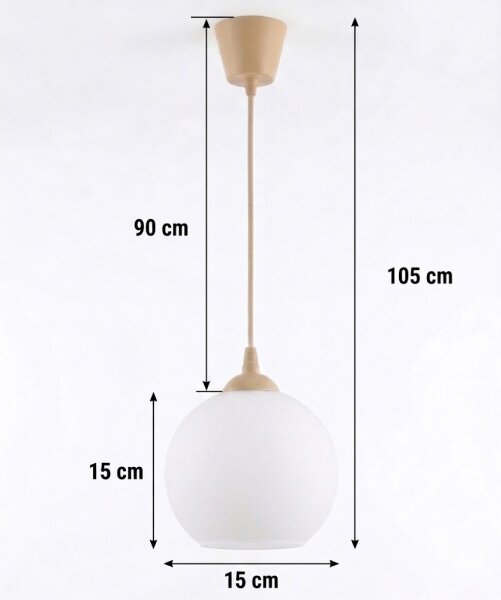 Brilagi - LED полилей на кабел RETRO GLASS 1xE27/60W/230V Ø 15 см бежово/бяло
