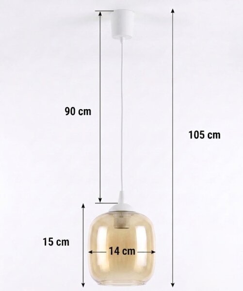 Brilagi - LED полилей на кабел R GLASS 1xE27/60W/230V Ø 14 см бял/димно кафяв