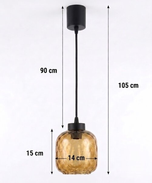 Brilagi - LED полилей на кабел R GLASS 1xE27/60W/230V pr. 14 cm черен/опушено кафяв