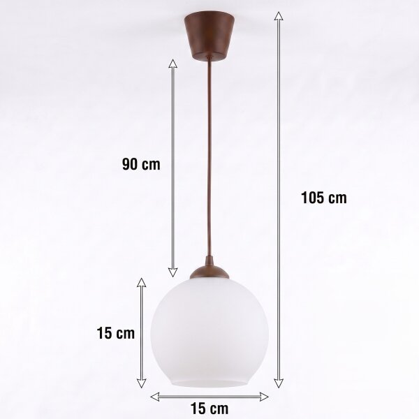 Brilagi - LED полилей на кабел RETRO GLASS 1xE27/60W/230V Ø 15 см кафяв/бял