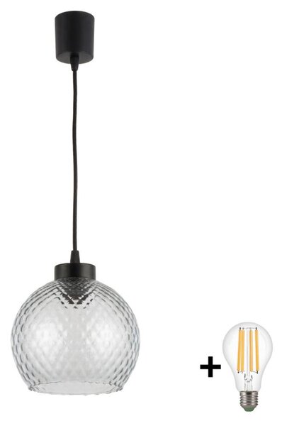 Brilagi - LED висяща лампа на кабел R GLASS 1xE27/60W/230V Ø 25 см черна/димно сива